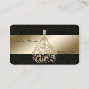 Cartão De Visita Na moda elegante, preto, vestido Dourado do brilho