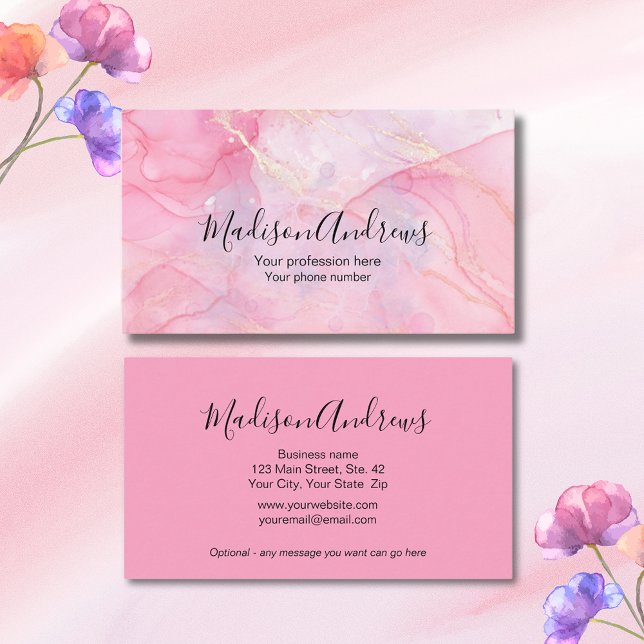 Cartão De Visita Na moda Elegante Profissional Rosa (Pleasing pinks are featured in this attractive, yet professional, business card design.)