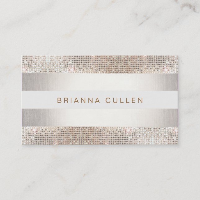 Cartão De Visita Na moda Faux Sequin Stripe Beauty and Fashion (Frente)