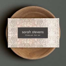 Cartão De Visita Na moda Faux Silver Sequins Beauway Retro