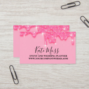 Cartão De Visita Na moda Girly Driblando obrigado Rosa Você