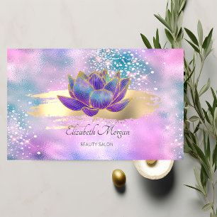 Cartão De Visita Na moda Glitter Lotus Brusch Stroke Holographic