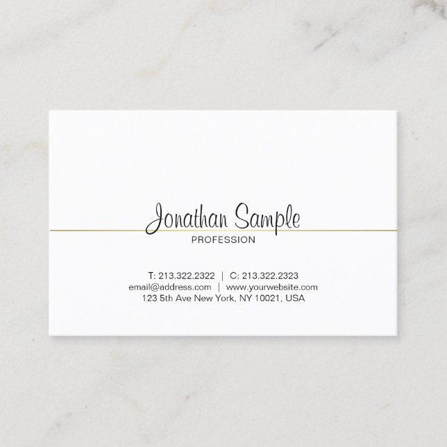 Cartão De Visita Na moda Luxe do design Dourado chique do roteiro (Frente)