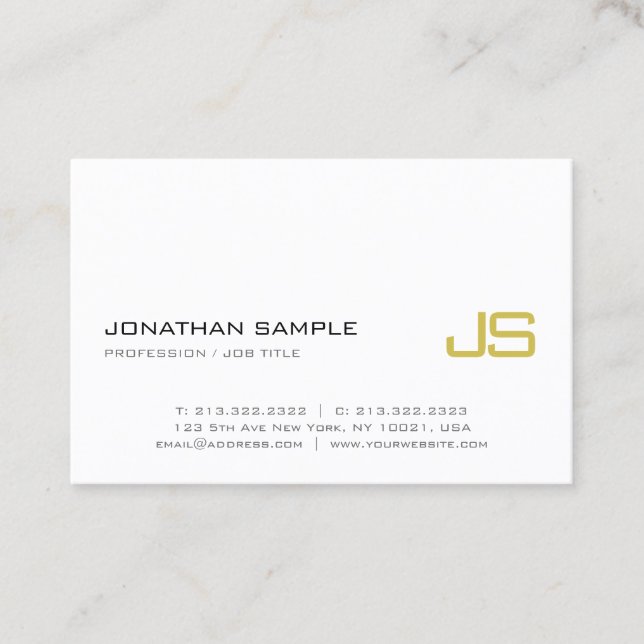 Cartão De Visita Na moda luxuoso moderno da planície Dourado (Frente)