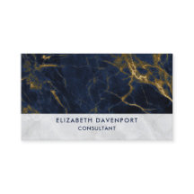 Na moda marinho Azul e Dourado Marble Moderno