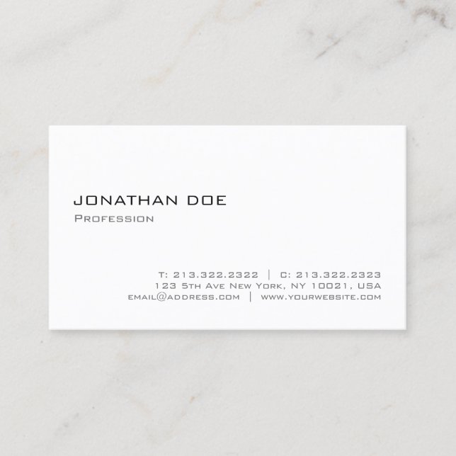 Cartão De Visita Na moda Minimalística de elegância profissional mo (Frente)