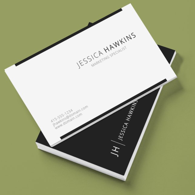 Cartão De Visita Na moda Modern Block Black Noir Professional (Criador carregado)