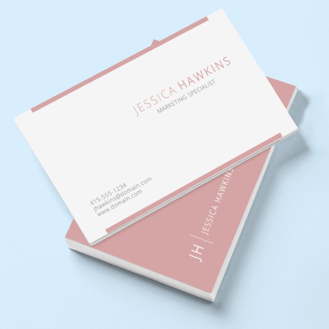 Cartão De Visita Na moda Modern Block Dusty Rosa Professional (Criador carregado)