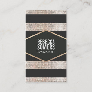 Cartão De Visita Na moda Modern Faux Sequin Strike Beauty