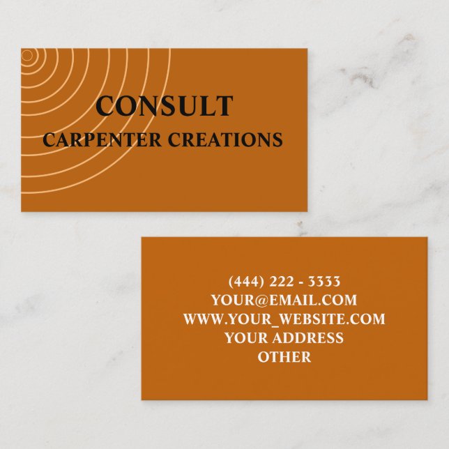 Cartão De Visita Na moda Modern Wooden Carpentry Professional (Frente/Verso)