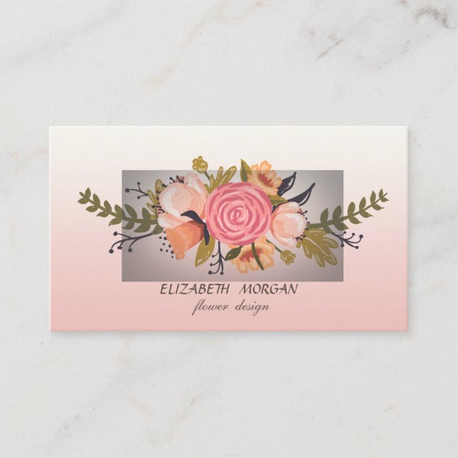 Cartão De Visita Na moda Moderna Flor de Aquarela (Frente)