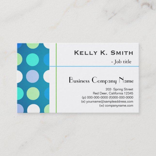 Cartão De Visita Na moda moderna, moderna, moderna, azul grande, bo (Frente)