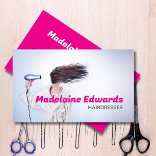 Cartão De Visita Na moda moderno do Hairdresser Professional Pink