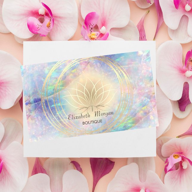 Cartão De Visita Na moda Moderno Elegante, Círculos Dourados Lotus  (Criador carregado)