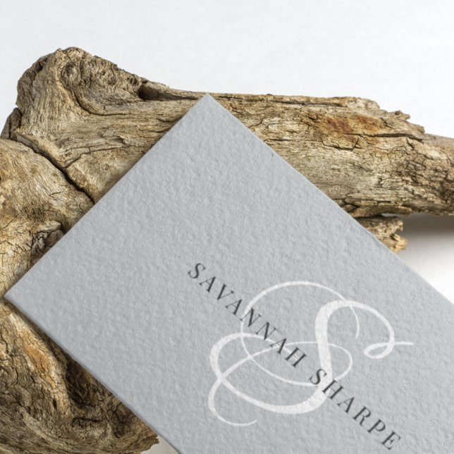 Cartão De Visita Na moda Monograma de Script Blush Professional (Criador carregado)