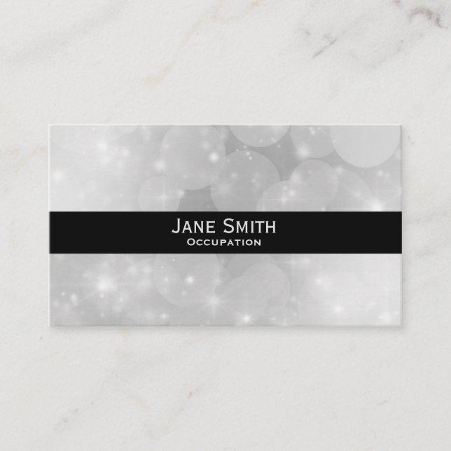 Cartão De Visita Na moda prata e moda negra moderna (Frente)