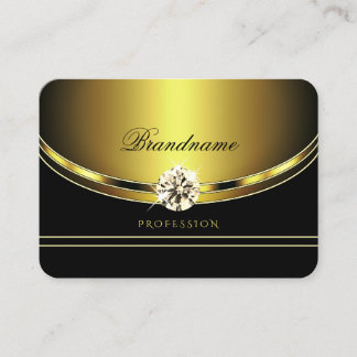 Cartão De Visita Na moda Preto e Dourado com Diamantes Espumantes
