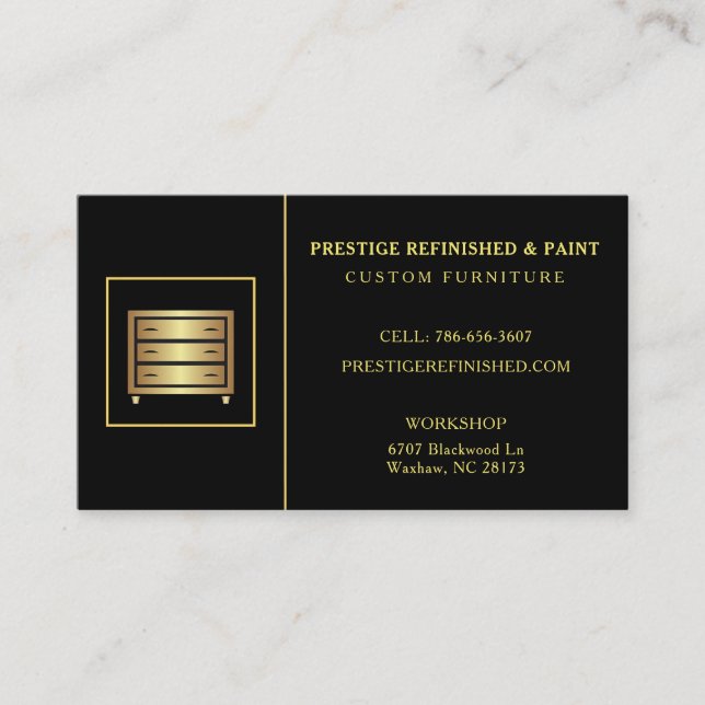 Cartão De Visita Na moda preto moderno (Frente)