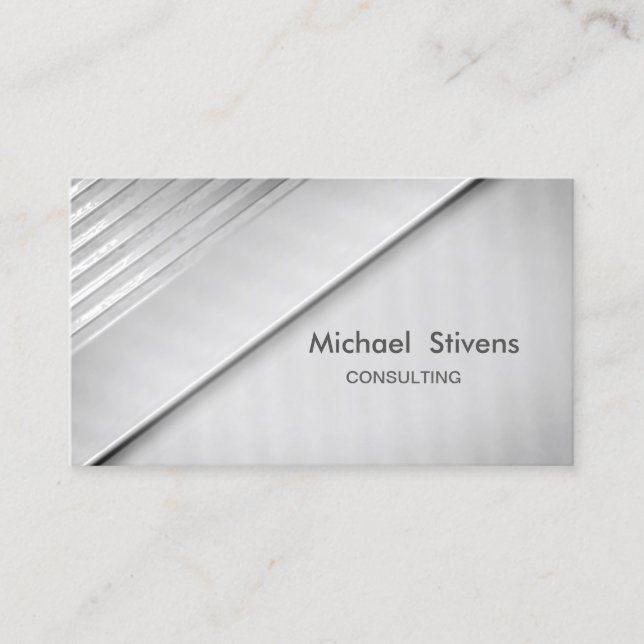 Cartão De Visita Na moda Professional Elegante Moderno, Prata (Frente)