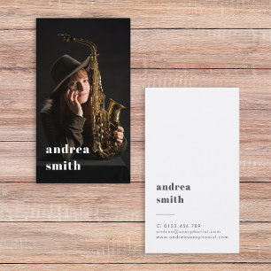 Cartão De Visita Na moda Professional Musical Photo Minimize Black