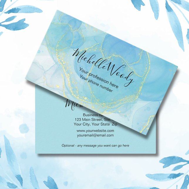 Cartão De Visita Na moda profissional azul moderno (Upgrade your business cards "look" today!  Featuring a professional blue, easy-to-read, design.)