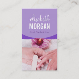 Cartão De Visita Na moda Purple Floral Nail Salon Manicure SPA