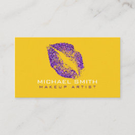 Cartão De Visita Na moda Purple Glitter Lábios Makeup Artist #17
