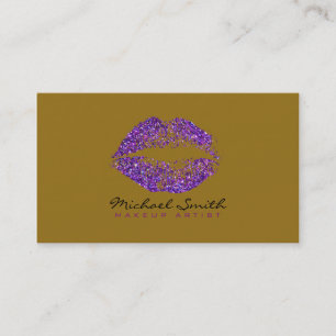 Cartão De Visita Na moda Purple Lábios Makeup Artist #5