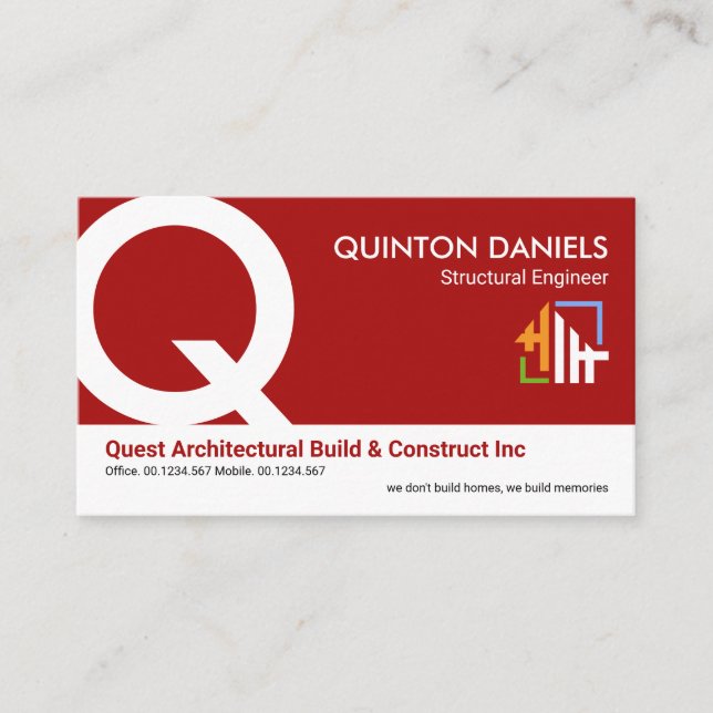 Cartão De Visita Na moda Red White Layers Monograma Diretor Executi (Frente)