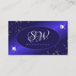 Cartão De Visita Na moda Royal Blue Glitter Stars Diamouros Monogra