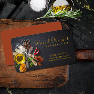Cartão De Visita Na moda Script Comida Spice Catering Pessoal Chef