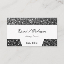 Cartão De Visita Na moda Silver Glitter Shimmery Preto e Branco