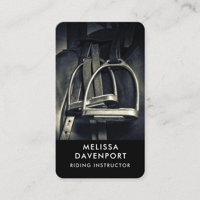 Cartão De Visita Na moda Silver Stirrups em Inglês Riding Saddle (Frente)