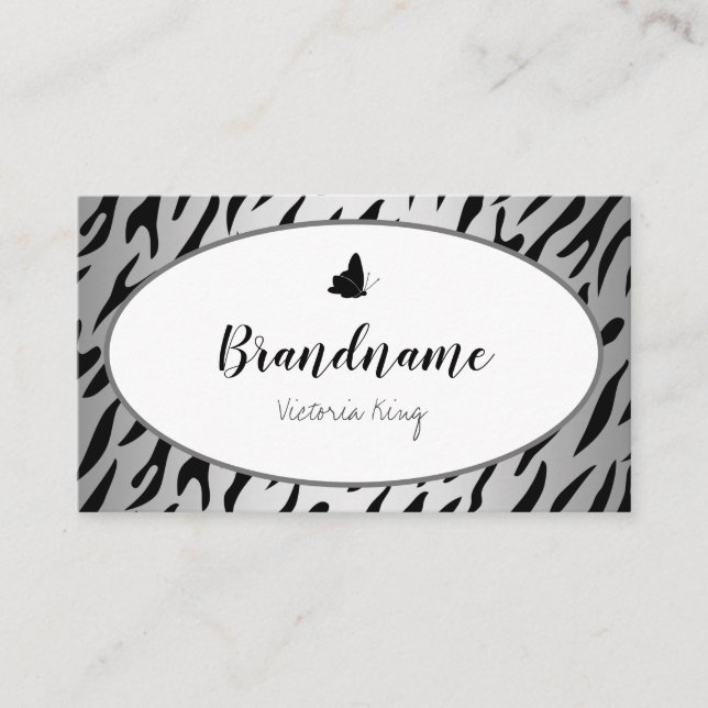 Cartão De Visita Na moda Silver Tiger Patterer Design Professional (Frente)