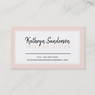 Cartão De Visita NA MODA simples borda MINIMAL preto-e-rosa