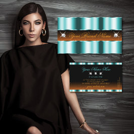 Cartão De Visita Na moda Teal Orange Black Sparkle Jewels Luxury