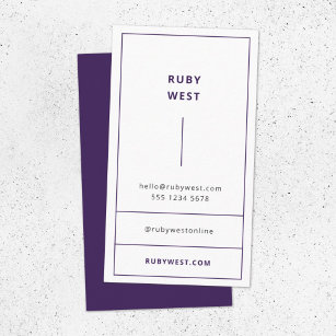 Cartão De Visita Na moda Trendy Dusky Purple Moderno Mínimo