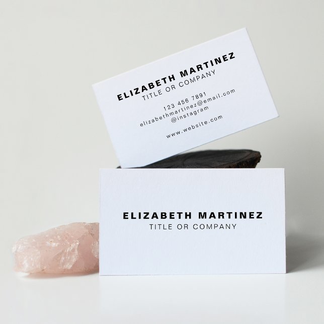 Cartão De Visita Na moda White Modern Front and Back Personalizado (Criador carregado)