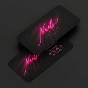 Cartão De Visita Nail Art Manicures Hot Pink Neon
