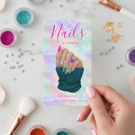 Cartão De Visita Nail Art Studio Stylish Opal Manicurist Artist