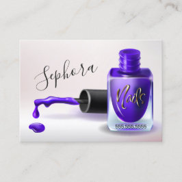 Cartão De Visita Nail Art Technician - Purple Nail Polonês