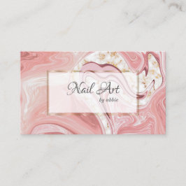 Cartão De Visita Nail Artist Agate Swirls Coral Rosa