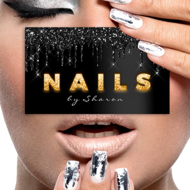 Cartão De Visita Nail Artist Black Drives Professional (Nail Artist Black Drips Professional Business Card)