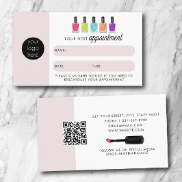 Cartão De Visita Nail Artist Client Appointment Card QR Code Logo