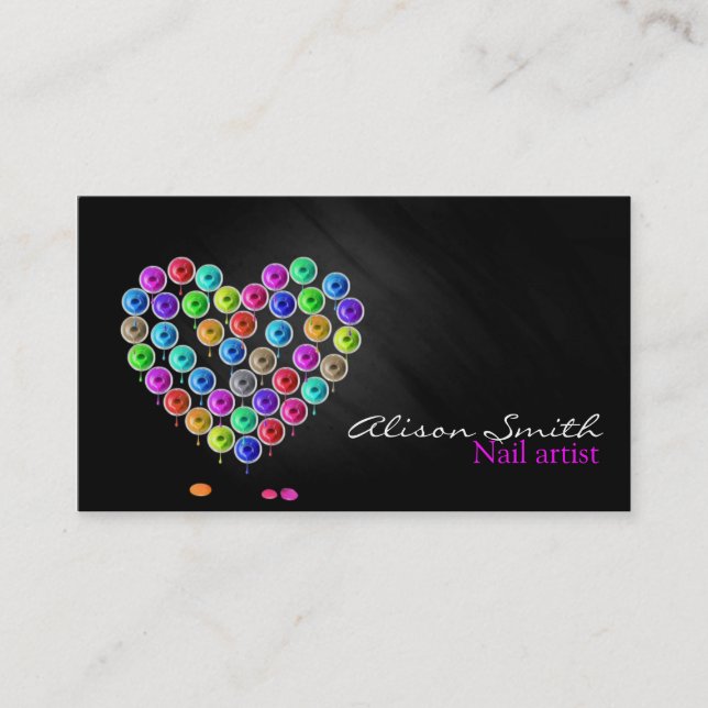 Cartão De Visita Nail Artist / Heart of Nail Polish (Frente)