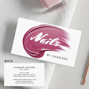 Cartão De Visita Nail Artist Modern Typografia Wine Polonês