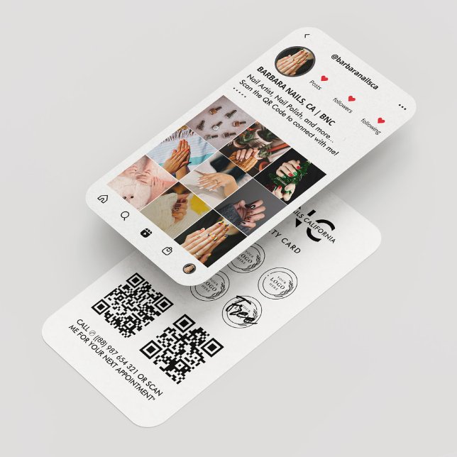 Cartão De Visita Nail Artist Nail Tech Manicurist IG Loyalty White (Criador carregado)