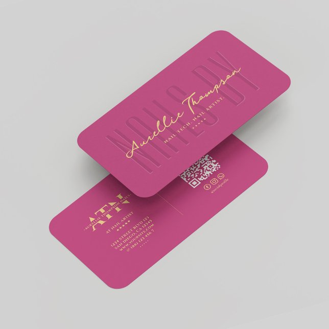 Cartão De Visita Nail Artista Moderno Nail Tech Elegante Rosa Doura (Modern Nail Artist Nail Tech Elegant Pink Gold Business Card
)