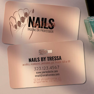 Cartão De Visita Nail Salon Blush Metálico Rosa + Rosa Dourado Bri