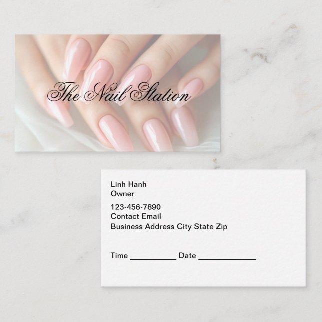 Cartão De Visita Nail Salon Classy Appointment Cards (Frente/Verso)